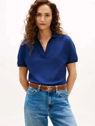 Polo em piqué elástico de corte descontraído