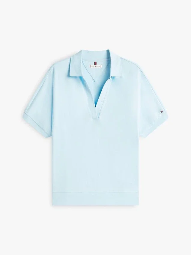 Polo em piqué elástico de corte descontraído Polo em piqué elástico de corte descontraído