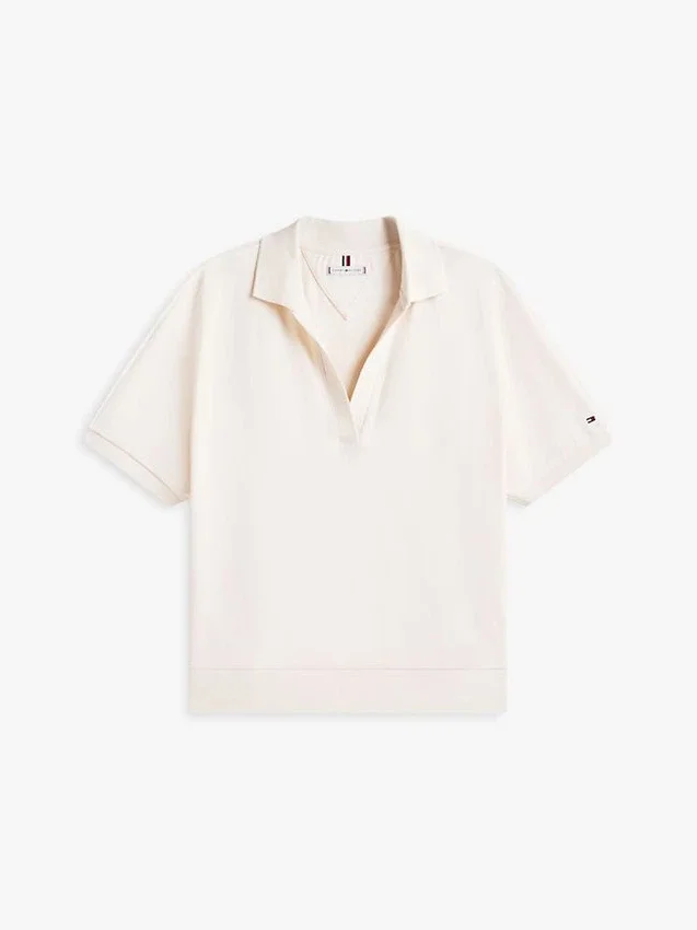 Polo em piqué elástico de corte descontraído Polo em piqué elástico de corte descontraído