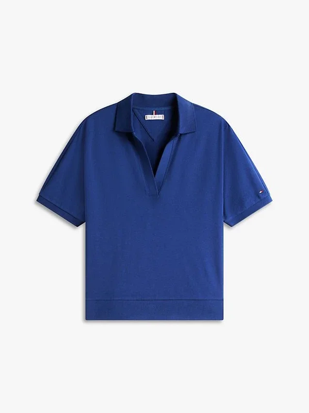 Polo em piqué elástico de corte descontraído Polo em piqué elástico de corte descontraído