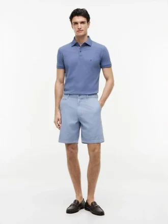 Polo em piqué elástico de corte justo