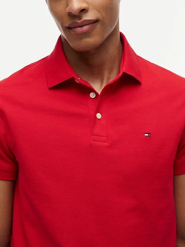 Polo em piqué elástico de corte justo Polo em piqué elástico de corte justo