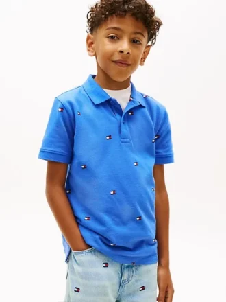 Polo infantil com estampado de bandeiras