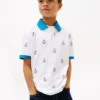Polo infantil elástico com logótipo náutico