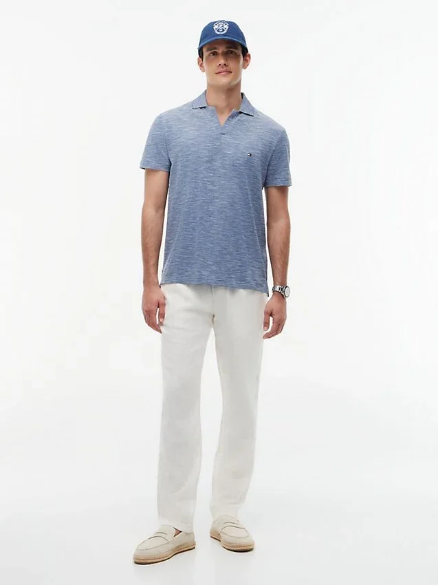 Polo Oxford Slub com textura e corte regular Polo Oxford Slub com textura e corte regular