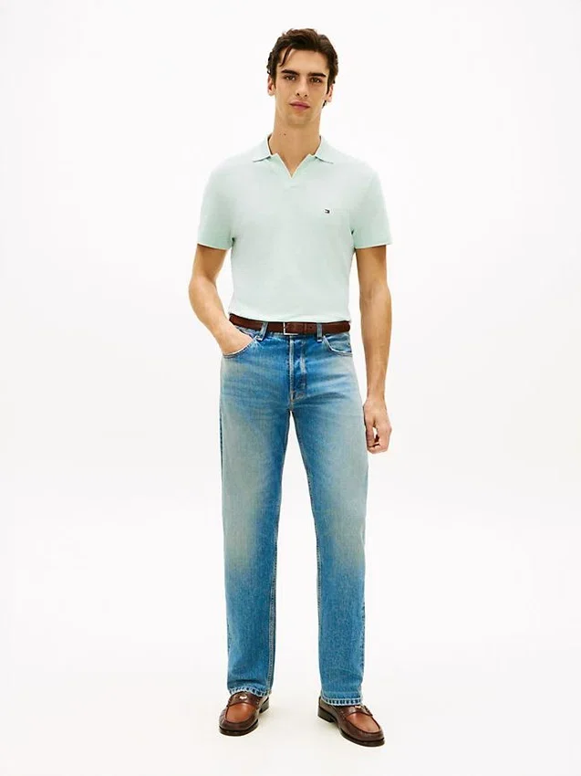 Polo Oxford Slub com textura e corte regular Polo Oxford Slub com textura e corte regular