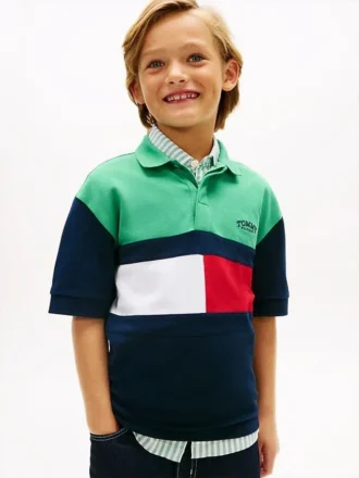 Polo Rugby com blocos de cor para criança