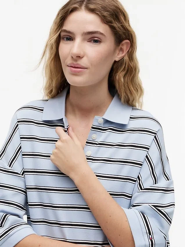 Polo às riscas com corte largo Polo às riscas com corte largo