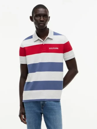 Polo às riscas de corte regular