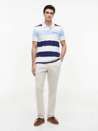 Polo às riscas de corte regular
