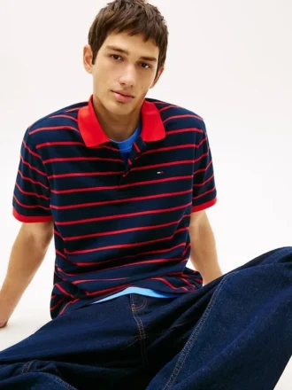 Polo às riscas Tommy Jeans de corte regular