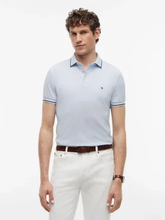 Polo Slim Fit com detalhes em contraste