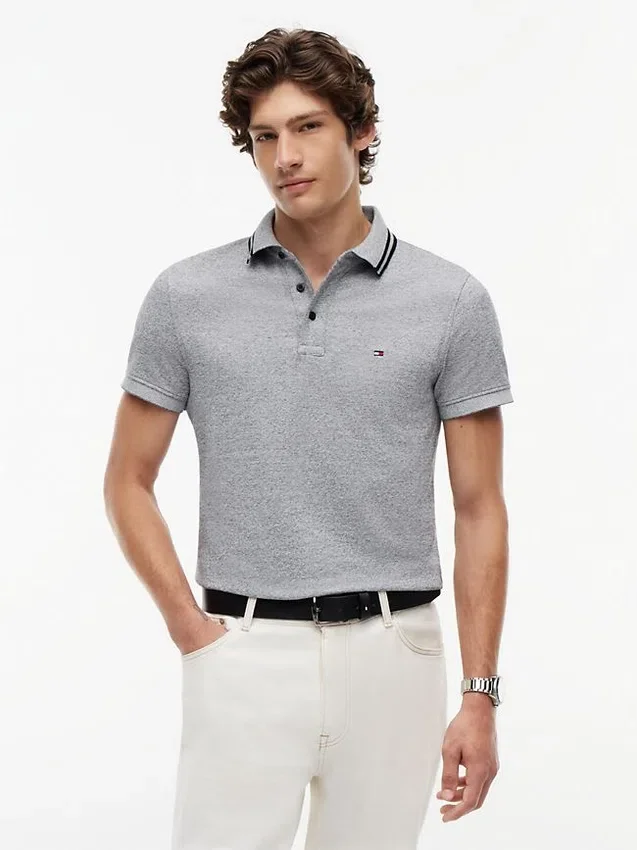 Polo Slim Fit com efeito mesclado Polo Slim Fit com efeito mesclado