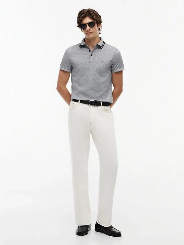 Polo Slim Fit com efeito mesclado Polo Slim Fit com efeito mesclado