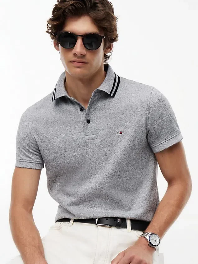Polo Slim Fit com efeito mesclado Polo Slim Fit com efeito mesclado