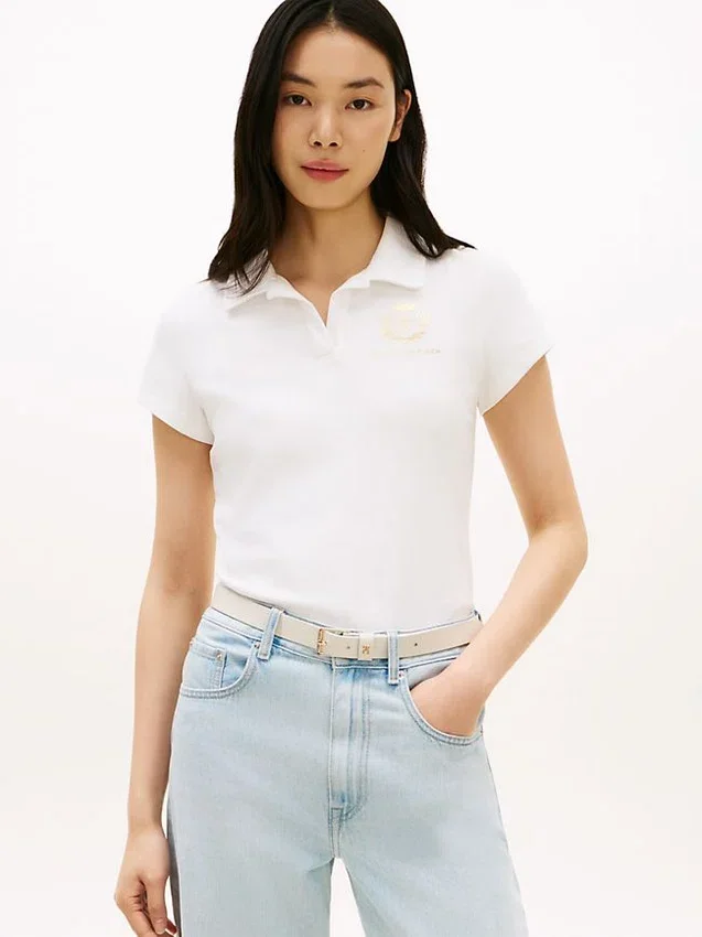 Polo Slim Fit com logótipo de folha de louro Polo Slim Fit com logótipo de folha de louro