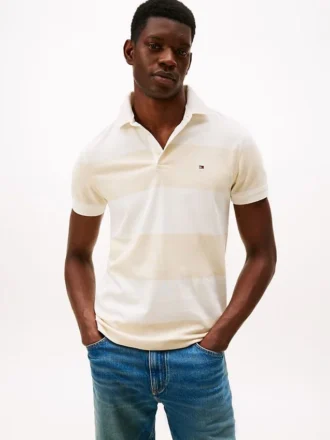 Polo Slim Fit com riscas de râguebi