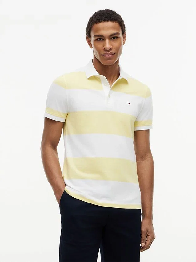 Polo Slim Fit com riscas de râguebi Polo Slim Fit com riscas de râguebi