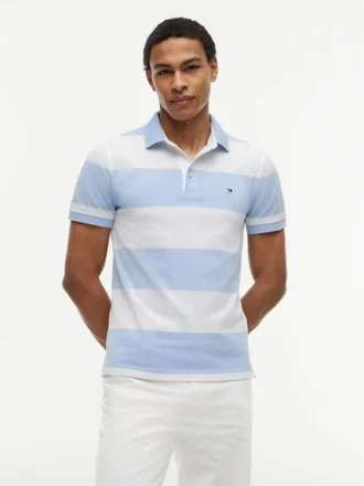 Polo Slim Fit com riscas de râguebi