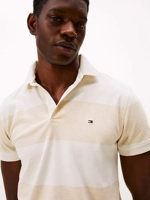 Polo Slim Fit com riscas de râguebi Polo Slim Fit com riscas de râguebi