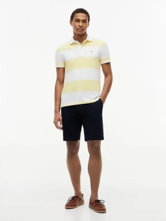 Polo Slim Fit com riscas de râguebi