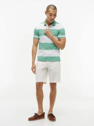 Polo Slim Fit com riscas de râguebi