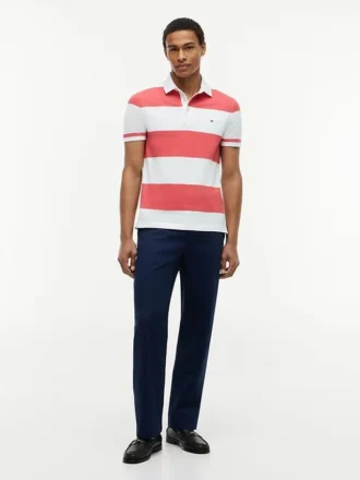 Polo Slim Fit com riscas de râguebi