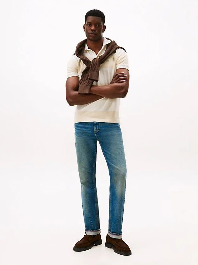 Polo Slim Fit com riscas de râguebi Polo Slim Fit com riscas de râguebi