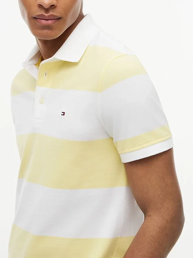 Polo Slim Fit com riscas de râguebi Polo Slim Fit com riscas de râguebi