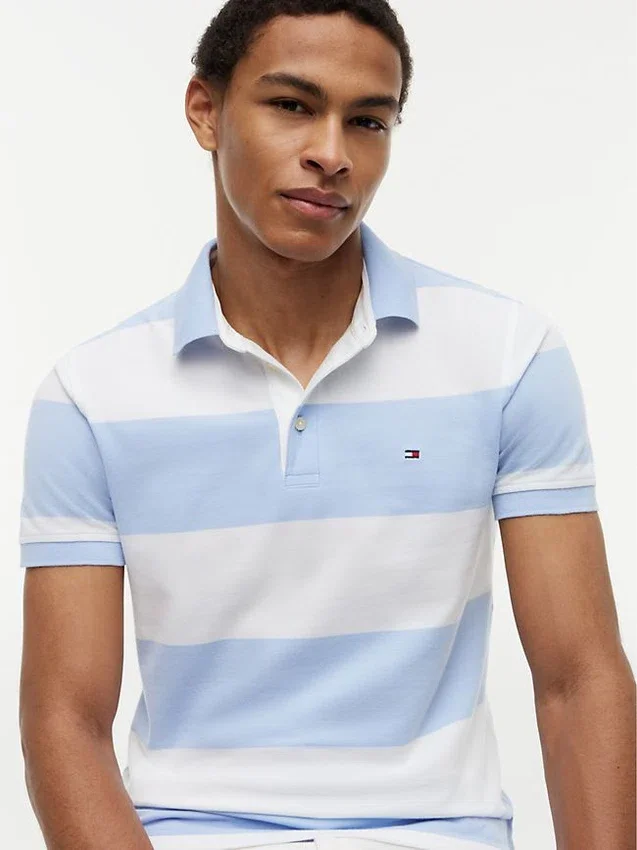 Polo Slim Fit com riscas de râguebi Polo Slim Fit com riscas de râguebi