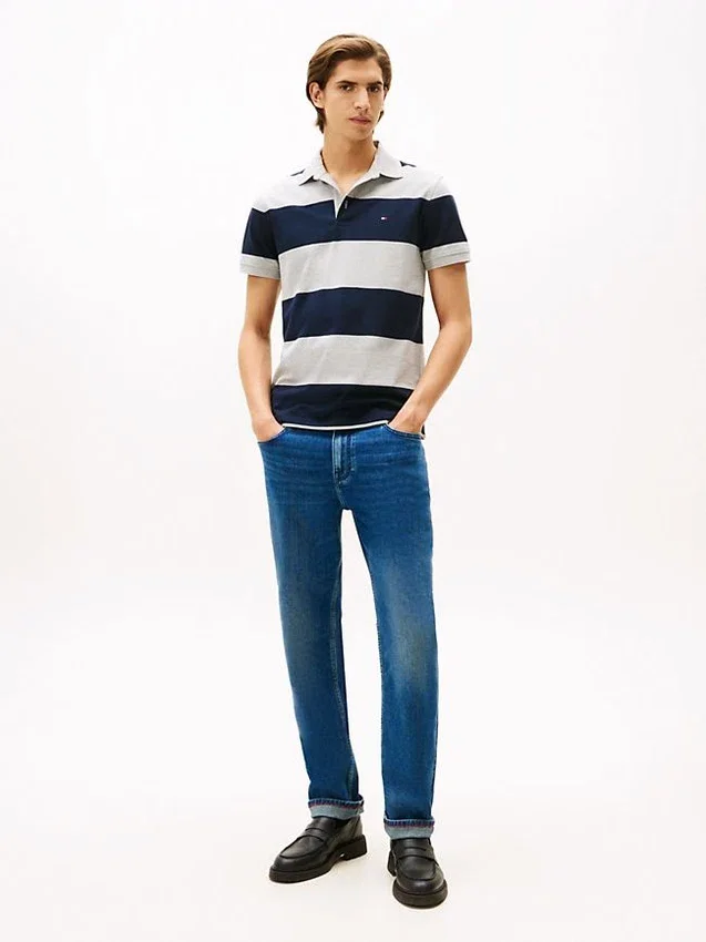 Polo Slim Fit com riscas de râguebi Polo Slim Fit com riscas de râguebi