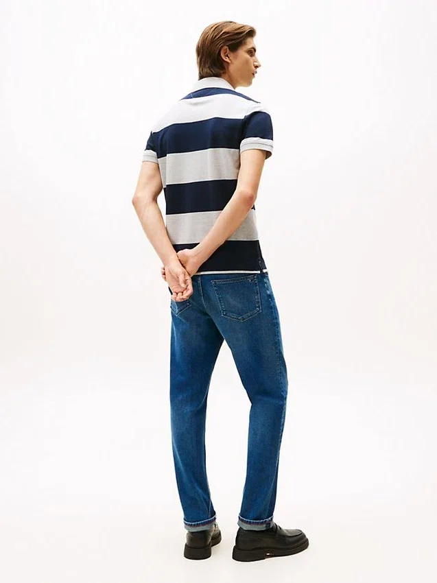Polo Slim Fit com riscas de râguebi Polo Slim Fit com riscas de râguebi
