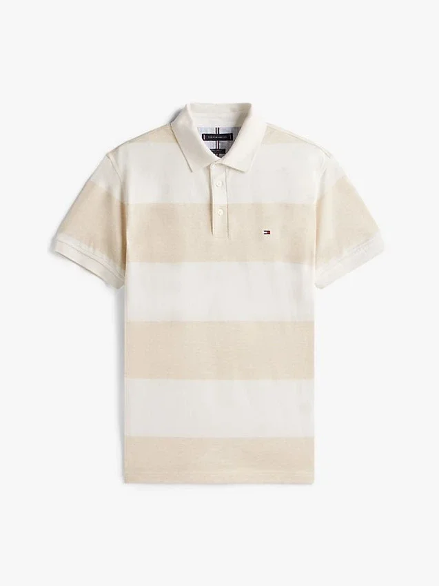 Polo Slim Fit com riscas de râguebi Polo Slim Fit com riscas de râguebi