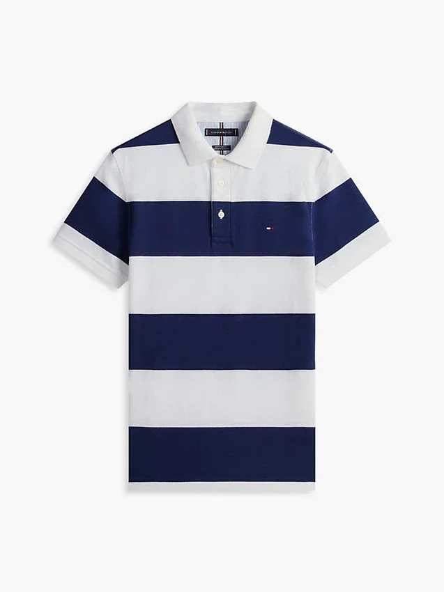 Polo Slim Fit com riscas de râguebi Polo Slim Fit com riscas de râguebi