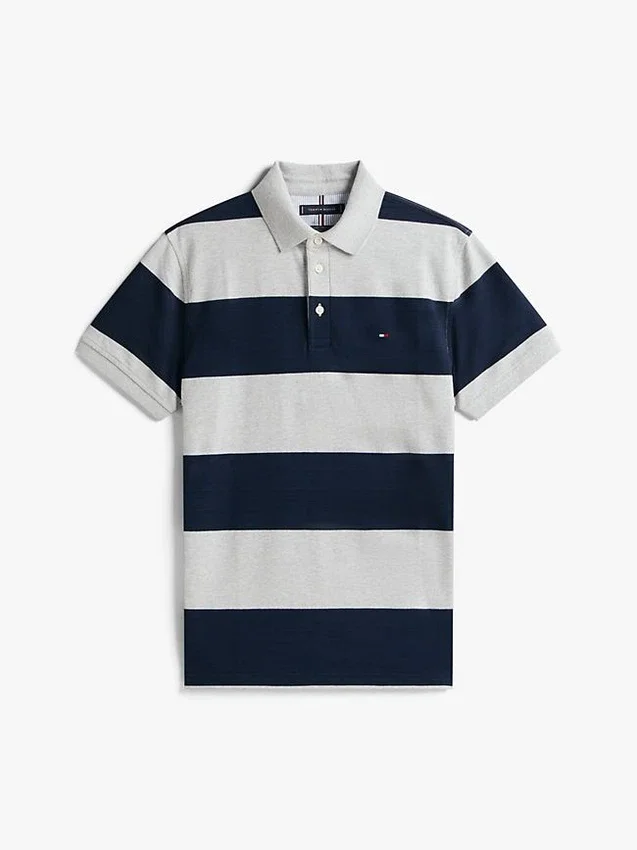 Polo Slim Fit com riscas de râguebi Polo Slim Fit com riscas de râguebi