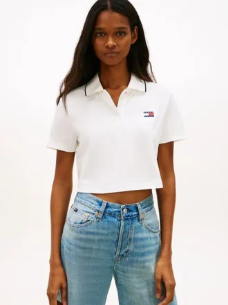 Polo Tommy Jeans de corte curto e largo