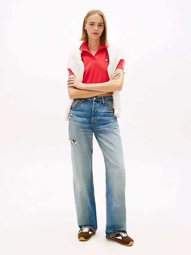Polo Tommy Jeans de corte curto e largo Polo Tommy Jeans de corte curto e largo