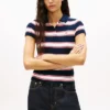 Polo Tommy Jeans de malha canelada com corte justo Polo Tommy Jeans de malha canelada com corte justo