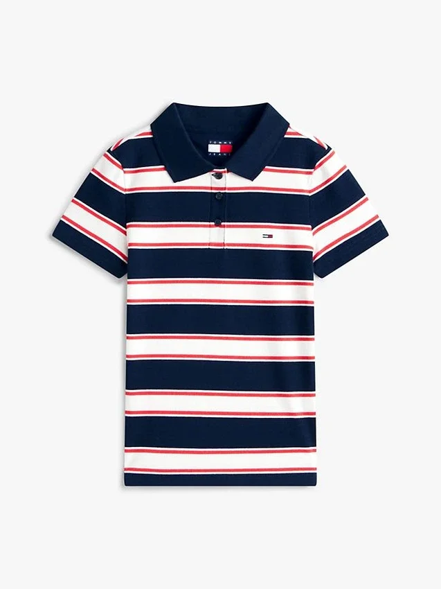 Polo Tommy Jeans de malha canelada com corte justo Polo Tommy Jeans de malha canelada com corte justo