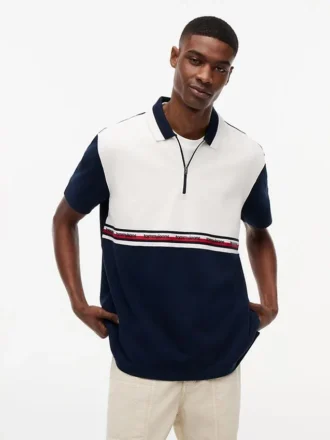 Polo Tommy Jeans Relaxed com fecho de correr de um quarto Polo Tommy Jeans Relaxed com fecho de correr de um quarto