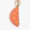 Porta-moedas em cunha laranja com pingente para mala Porta-moedas em cunha laranja com pingente para mala