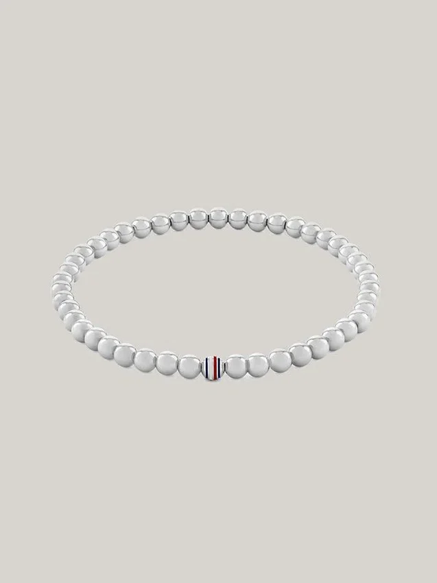 Pulseira com contas metálicas às riscas Pulseira com contas metálicas às riscas