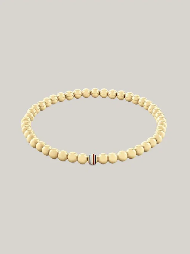Pulseira com contas metálicas às riscas Pulseira com contas metálicas às riscas