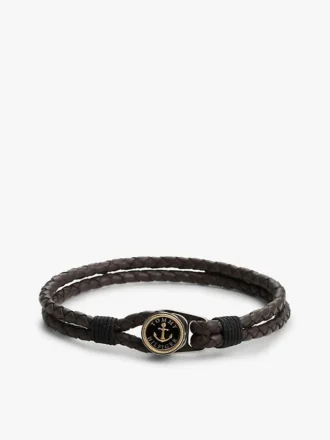 Pulseira de couro trançado náutico