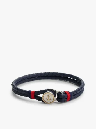 Pulseira de couro trançado náutico