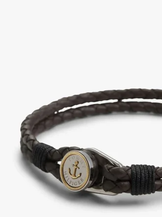 Pulseira de couro trançado náutico