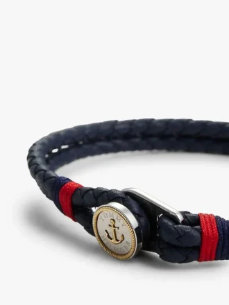 Pulseira de couro trançado náutico