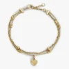 Pulseira de Duas Camadas com Pingente em Forma de Coração Pulseira de Duas Camadas com Pingente em Forma de Coração