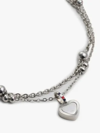 Pulseira de Duas Camadas com Pingente em Forma de Coração Pulseira de Duas Camadas com Pingente em Forma de Coração