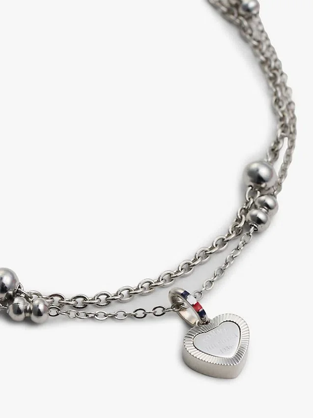 Pulseira de Duas Camadas com Pingente em Forma de Coração Pulseira de Duas Camadas com Pingente em Forma de Coração